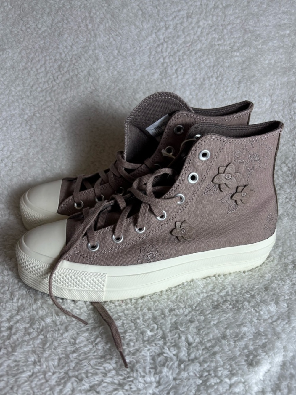 Taupe Canvas High-Top Sneakers
